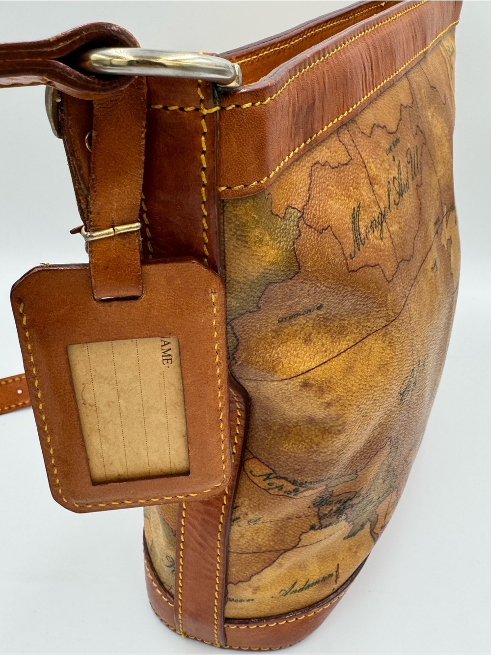 Alviero Martini 1a Classe Map-Print Shoulder Bag with Luggage Tag - Picture 6 of 16